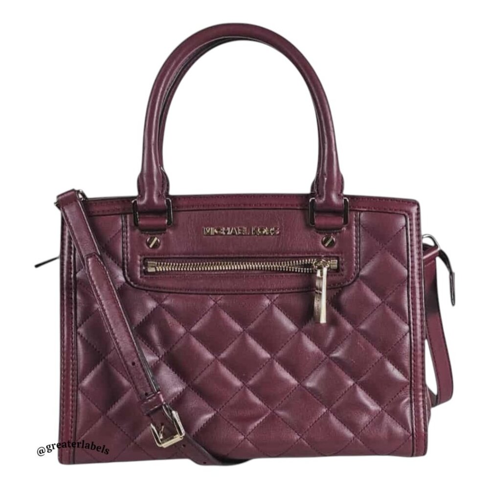 Michael Kors Burgundy Quilted Leather Medium Selma Satchel